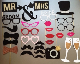 Wedding Photobooth Props Holiday Photo Booth Props Set of 30