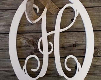 Wooden Letter Door Hanger - Painted Initial Door Hanger - Personalized Wreath - Wedding Gift - Mother's Day Gift - Housewarming Gift
