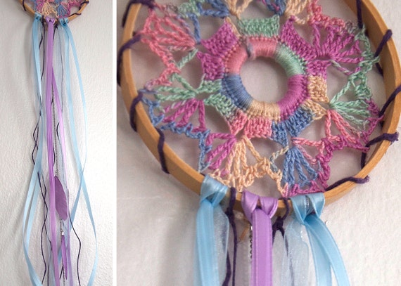 Purple and Blue Multi Color Doily Dreamcatcher