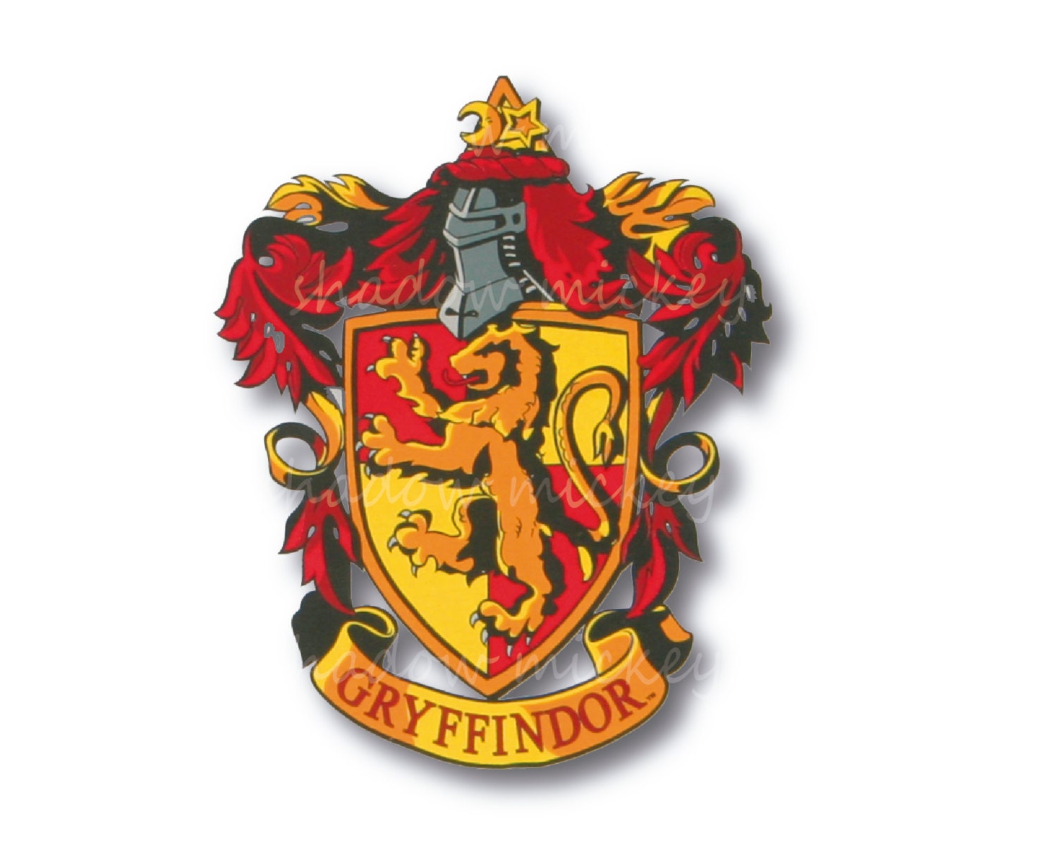 Gryffindor crest with lion, sword, and shield