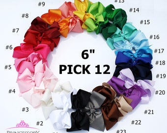 Girls Hair Bows, hair bows for girls, baby girls hair bows, french clip, hair barrette, french barrette, baby bow, hairbows, 6 inch