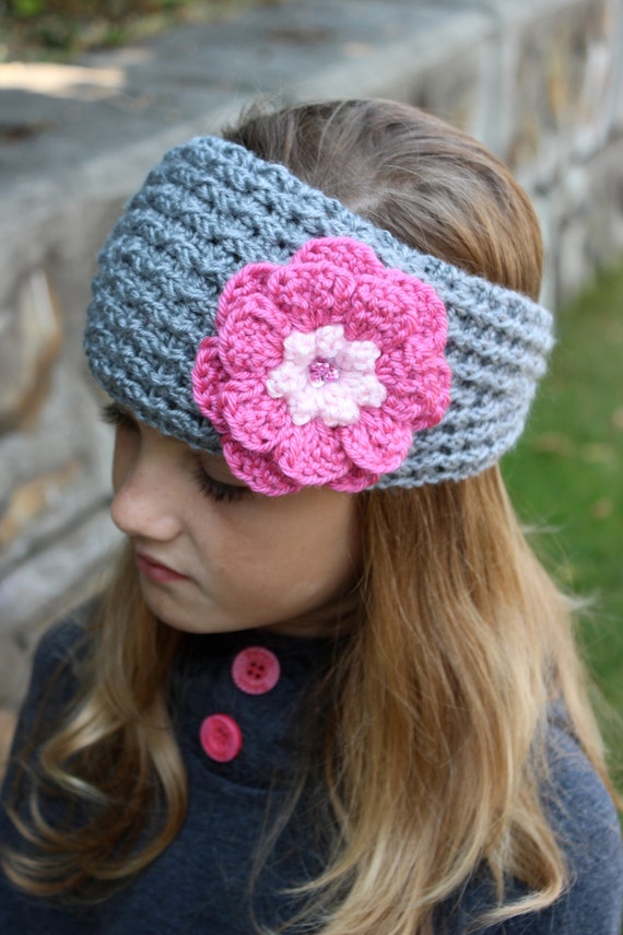 Items similar to Crochet Girls Headband/Crochet headband/Winter ...