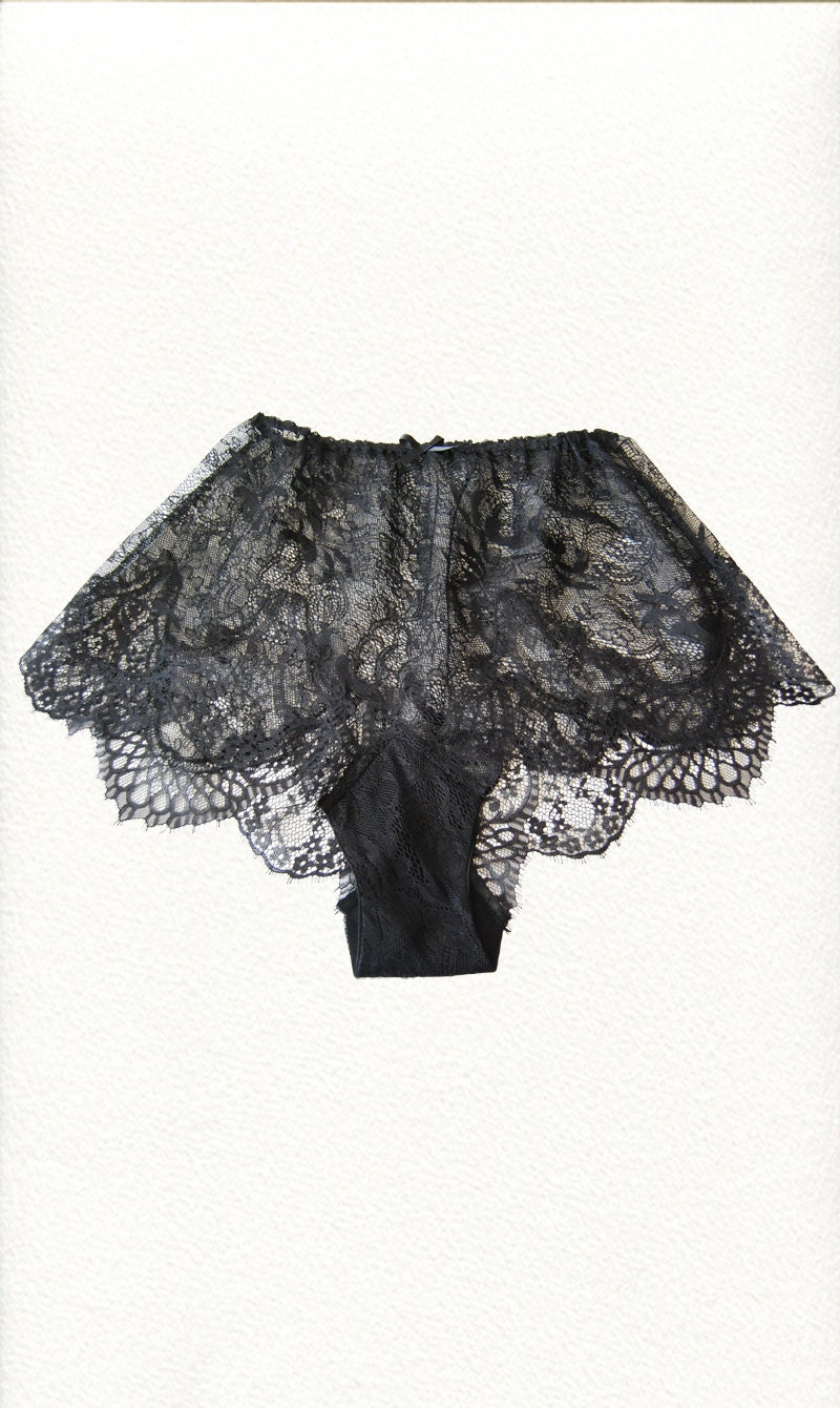 Black lace french knickers