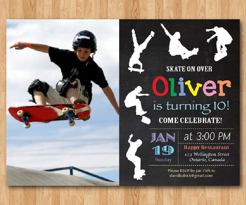 Skateboard Invitations Birthday Party 2