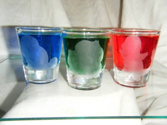 Pokemon solid starter etched shot glass set of 3 fan art
