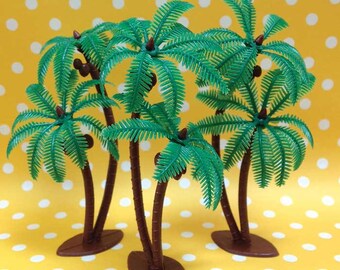 12 Palm Tree Cupcake Cake Toppers Coconut Hawaiian Luau Summer Tropical Hula Toppers