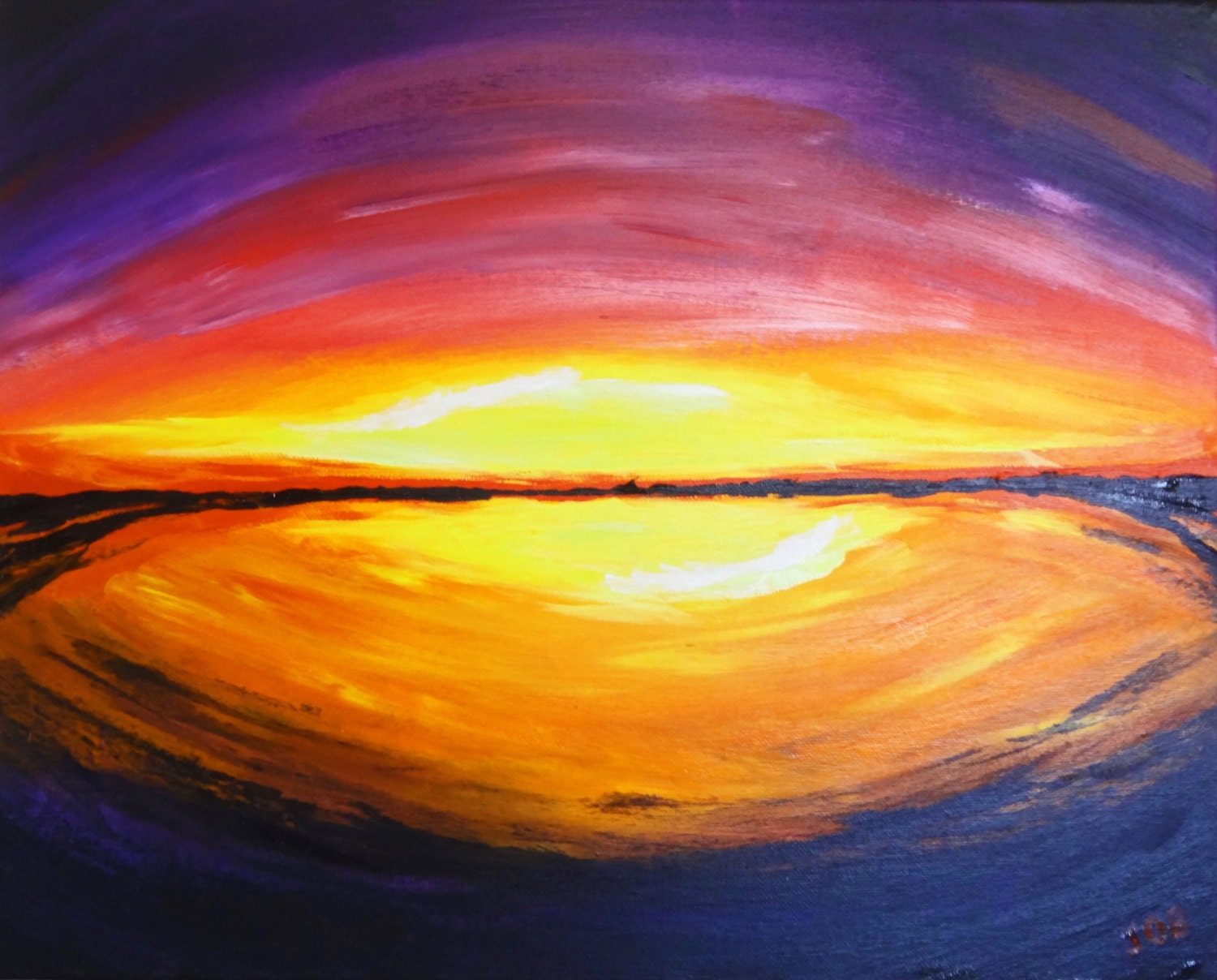 Sale Original Abstract Sunrise Sunset Reflection By Jeanettemob