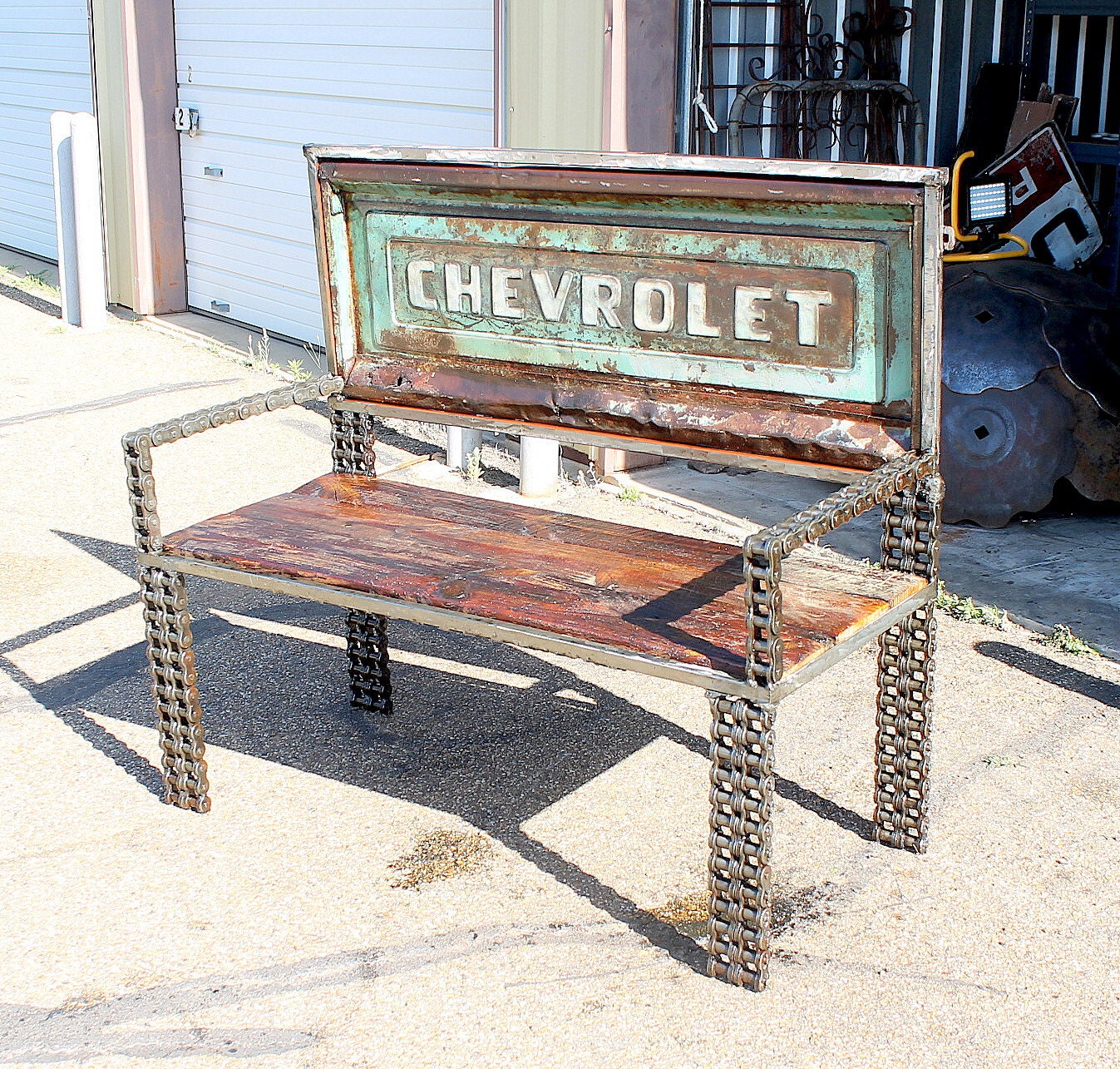 Eco Art Chevy Tailgate Benches Reclaimed Wood by RecycledSalvage