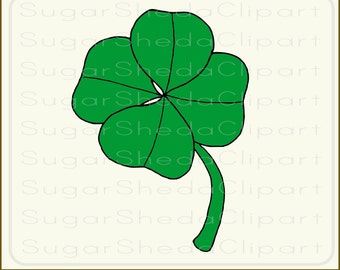 Dark Green Four Leaf Clover v2 Single - simple leaf clipart, green
