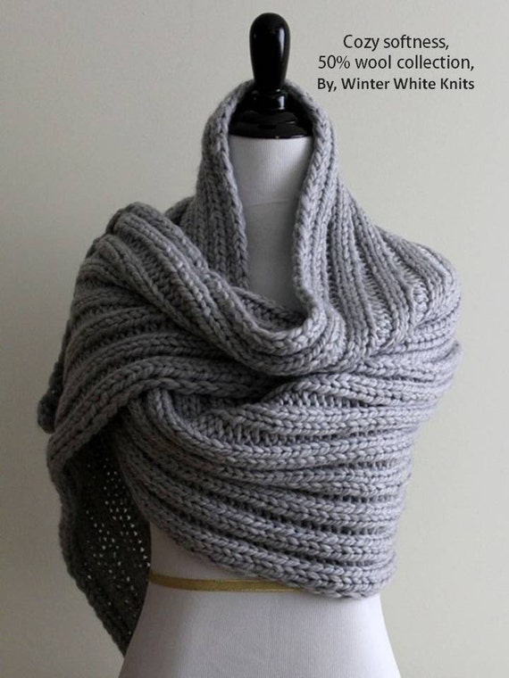 Knit scarf knit shawl shoulder wrap chunky Knit scarf in