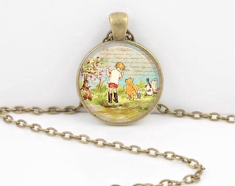 Winnie-the-Pooh classic illustration Christopher Robin Pendant Necklace or Key Ring