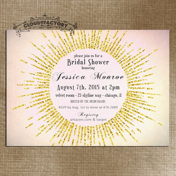 Blush Pink And Gold Glitter Bridal Shower Invitation Metallic