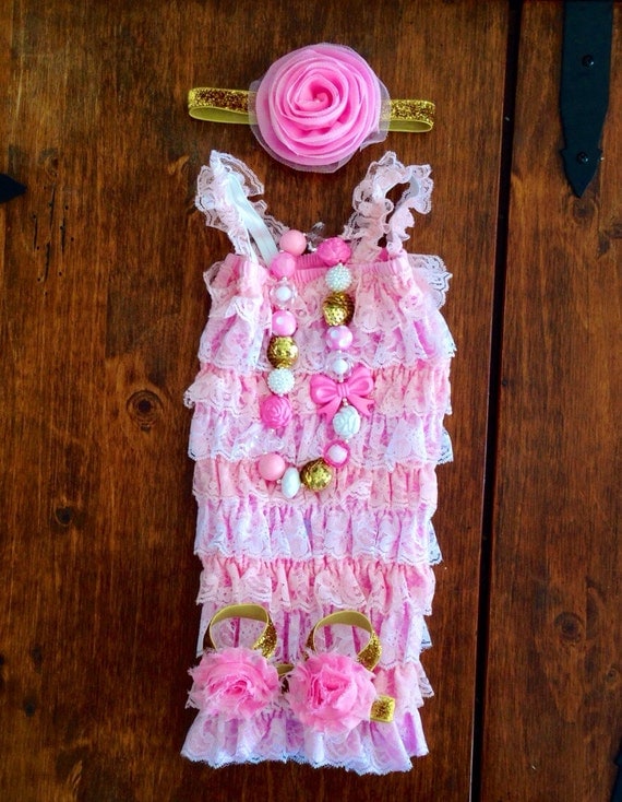 Pink and Gold Baby Outfit // sz 06 months by FreshVioletsBowtique