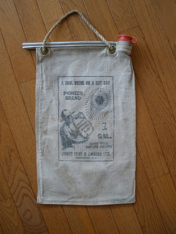 Vintage Camping Water Bag Canvas with Soldier by USCollectibles