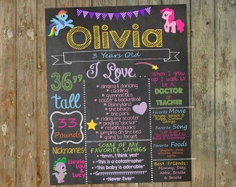 My Little Pony Birthday Chalkboard / My Little Pony Birthday / My Little Pony Party / My Little Pony printable / Birthday Chalkboard