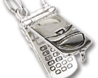 Sterling Silver Movable Flip Phone Charm by Rembrandt
