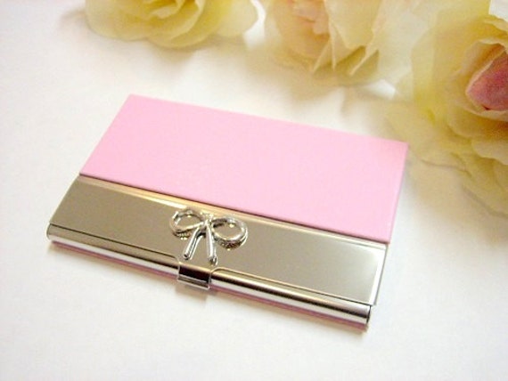 Bow Pink Business Card Holder