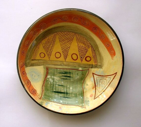 Ceramic Plate Wall Art Handmade Clay Plate Abstract Art