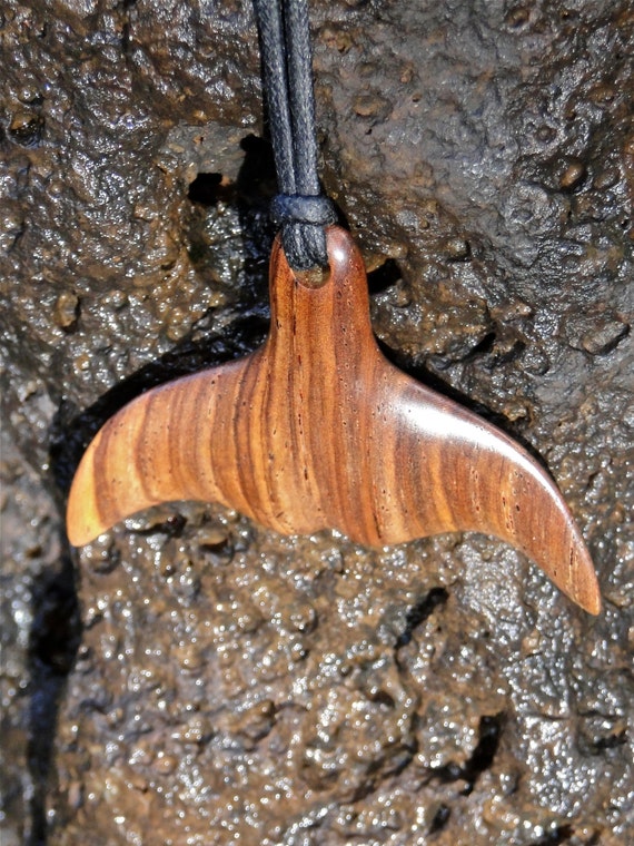 Cocobolo Whale Tail Necklace Hand carved Cocobolo wood