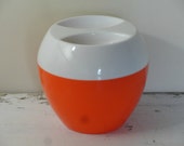 Ice Bucket Orange and White Plastic Seventies