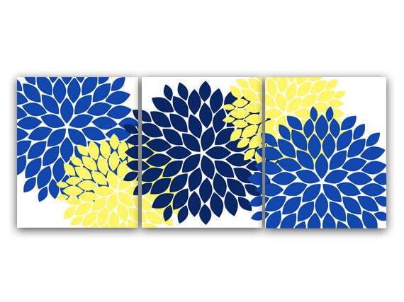 Home Decor  Wall Art  CANVAS and PRINTS Blue  and Yellow Flower