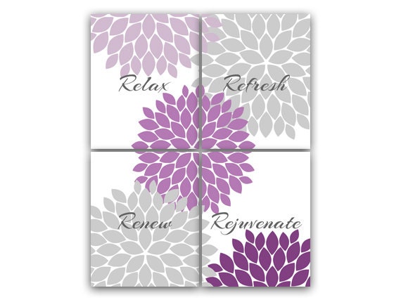 Purple & Gray Bathroom Decor Modern Bathroom Art Bathroom