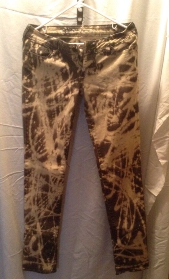 Items similar to Black Bleached Tie Dye Skinny Jeans Size 9 Long on Etsy