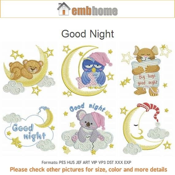 Good Night Baby Animals Machine Embroidery Designs Pack