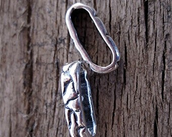 Textured, Organic, Artisan, Oblong, Sterling Silver Link (set of 2) (A)