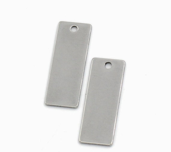 Stainless Steel Blank Stamping Tags Pendants Rectangle Silver