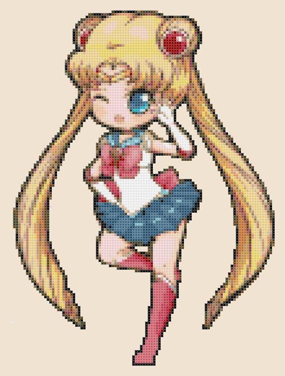Chibi Sailor Moon pdf cross stitch pattern by PDFanimeCrossStitch