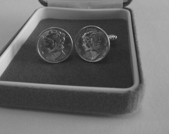 06sp 1943 Mercury Dimes on Sterling Silver Cufflink Backs