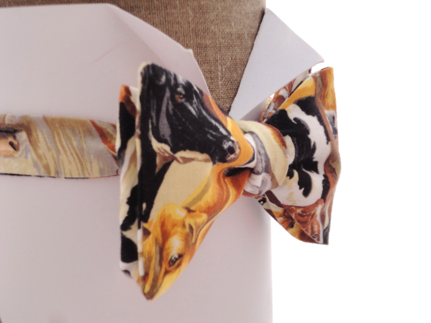 Cow print bow tie in 100 cotton, self tie or pre tied bow tie, one