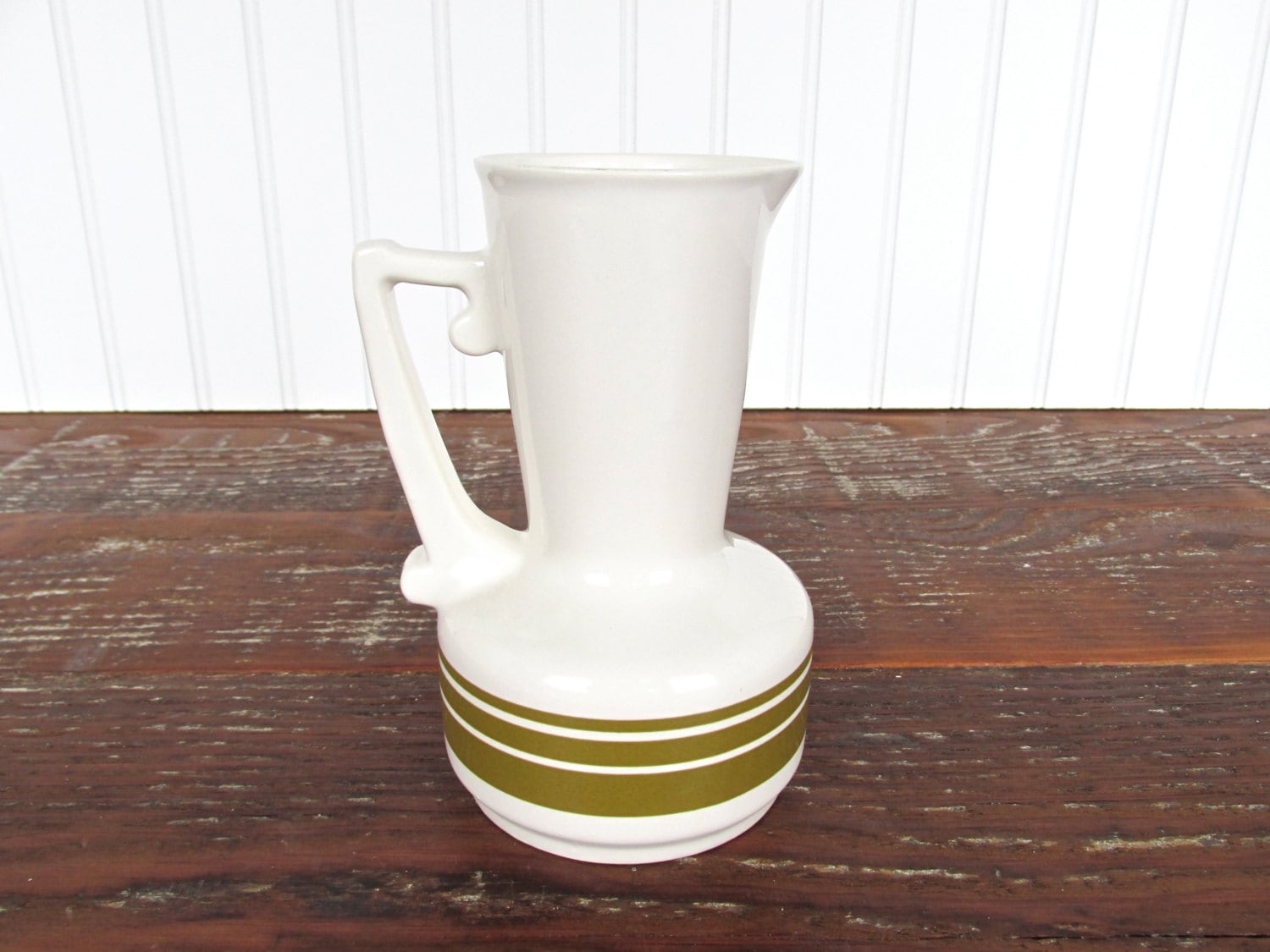 Farmhouse White Ceramic Pitcher Decorative Vase