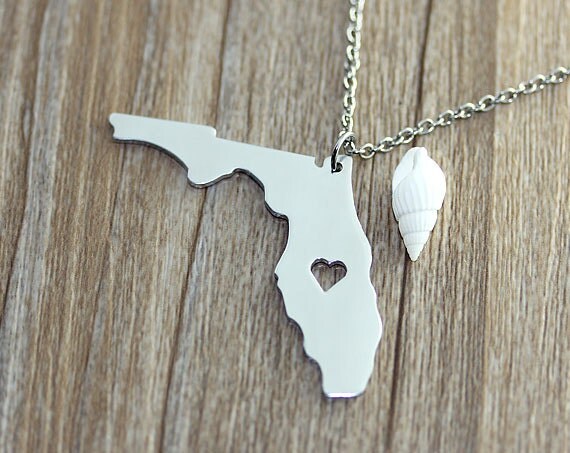Items similar to I heart Florida Necklace - Florida Map  