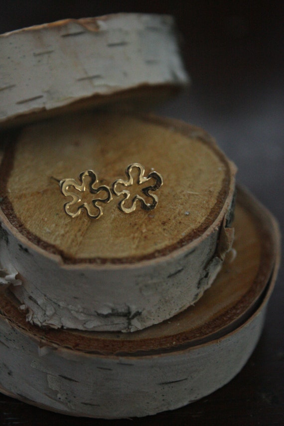 Recycled Sterling Silver Flower Stud Earrings Made in NYC