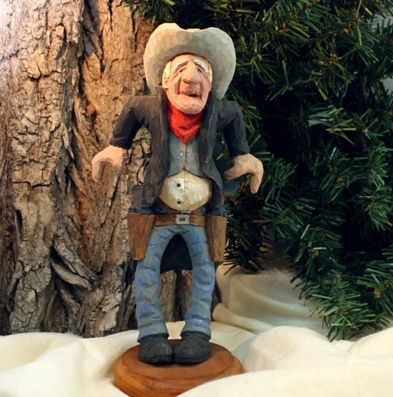 Gunfighter, caricature, wood carving, OOAK, gift for men, fathers day, birthday, anniversary, western  decor, carving by Dan Easley