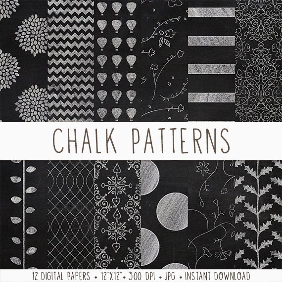Chalkboard Digital Paper Chalkboard Scrapbook Paper