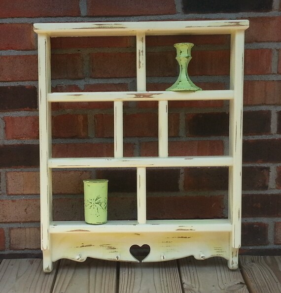 Distressed Painted Wood Shelf