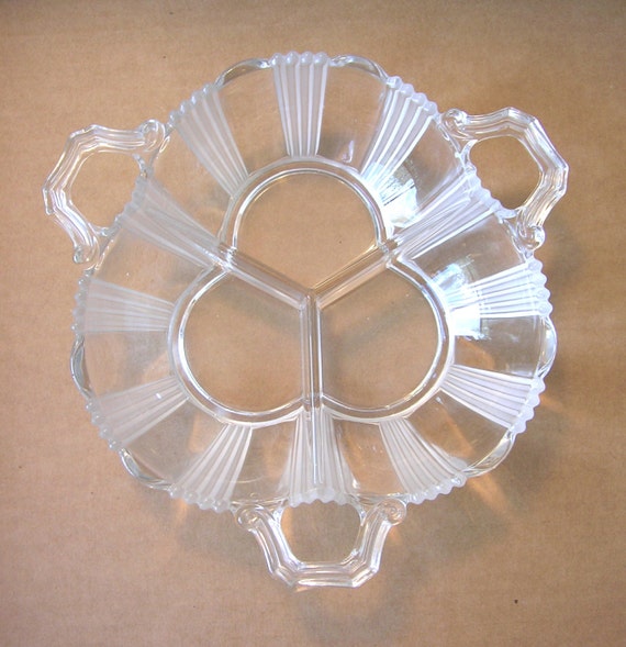 SALE Vintage 3 Section Candy Dish 1950s Retro