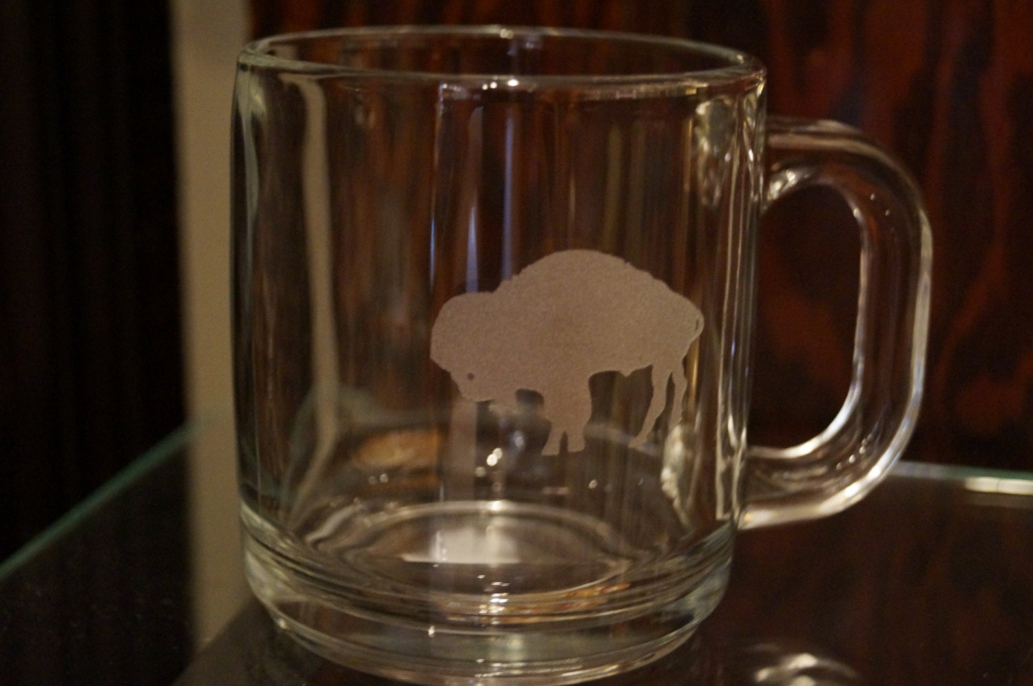 Etched glass coffee mug by artisanshandsetching on Etsy