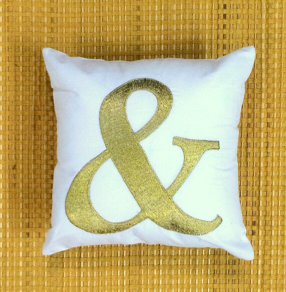 10OFF Valentine sale Ampersand Gold Metallic Pillow by NeaPillows