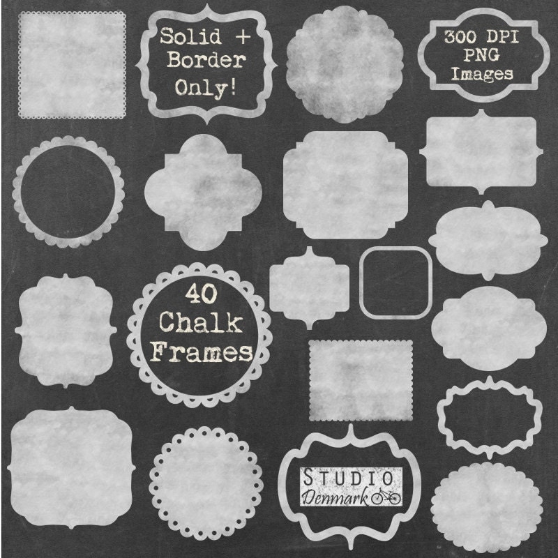 Chalk Frames Clipart – 20 Chalkboard Clipart Labels / Tags – Realistic ...