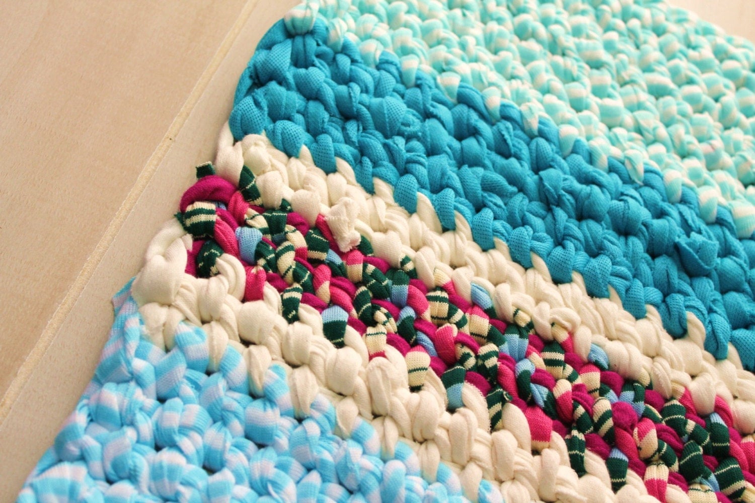 Amish Knot Rag Rug Hand Woven 31.5 x 36 Farm House by RagRugRoad