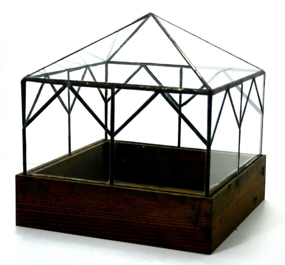 Cottage Terrarium by LeadHeadGlass on Etsy