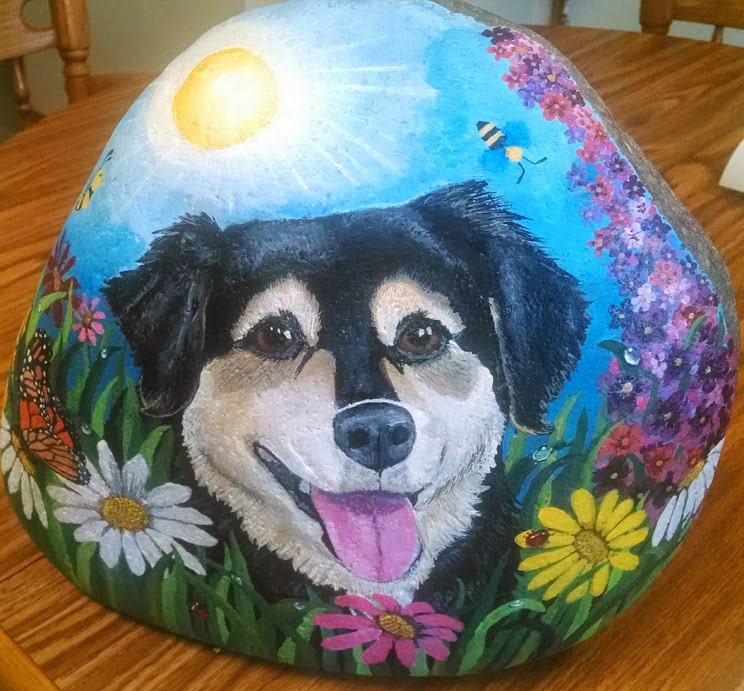 Hand Painted Rocks Large Garden Memorial Stone Stone