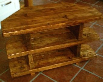 Handmade Rustic 3 Tier Corner TV Unit Stand 007 Handmade Rustic 3 Tier Corner TV Unit Stand 007