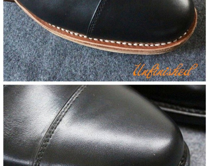 Handmade Goodyear Welted Classic Oxford Men's Dress Shoes，Plain Captoe Pattern