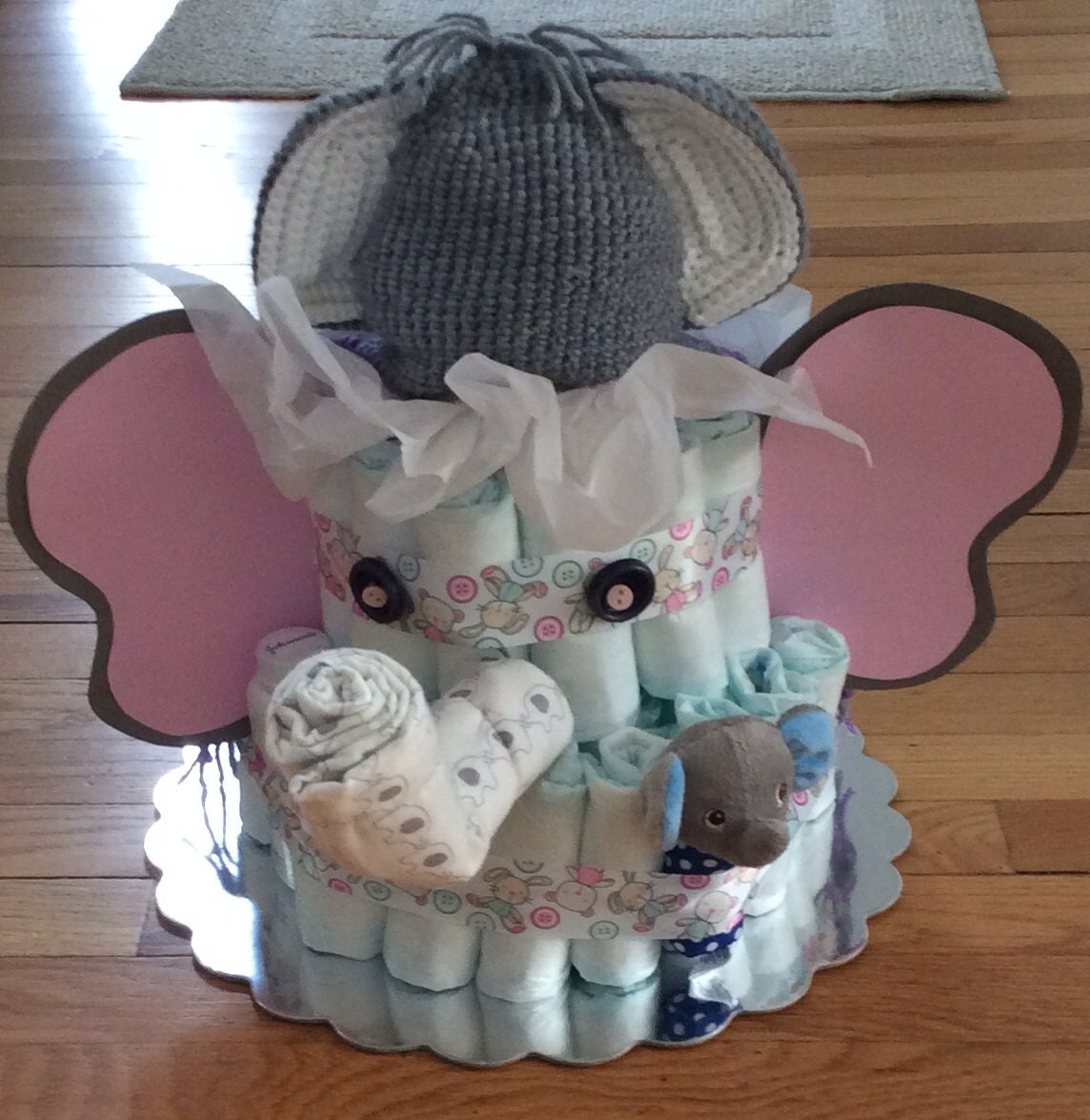 Elephant Diaper Cake by LittleBirdiePARTIES on Etsy