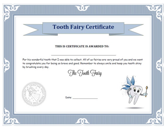 Items similar to Boy's Tooth Fairy Certificate on Etsy